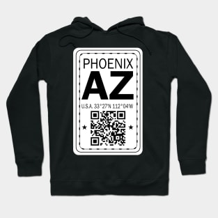 New Vintage Travel Location Qr Phoenix AZ Hoodie